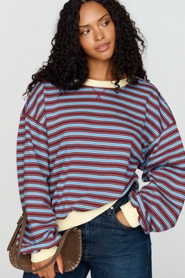 Pilcro Niki Long Sleeve Bubble Sweatshirt