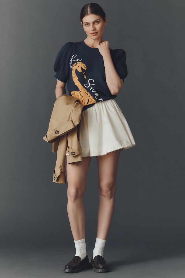 Maeve Puff-Sleeve Swan Pullover #3