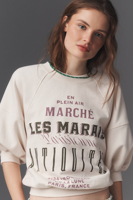 Pilcro The Niki Bubble Sweatshirt By  In Sand