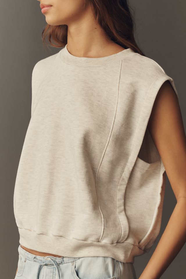 Maeve Cotton Sleeveless Muscle Sweatshirt #3