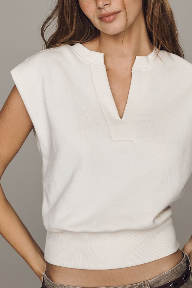 By Anthropologie Cotton V-Neck Muscle Sweatshirt | Anthropologie