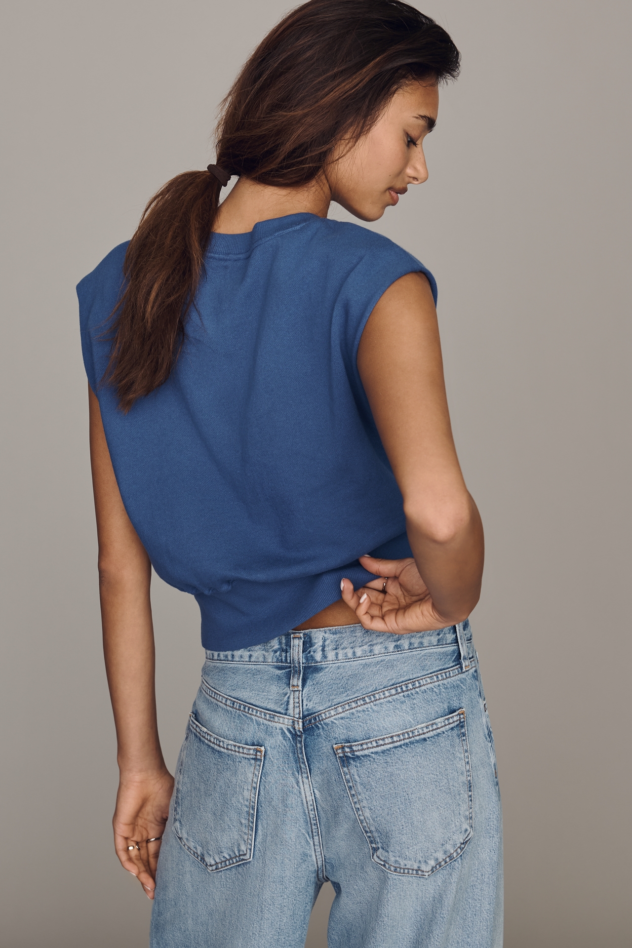 By Anthropologie Cotton V-Neck Muscle Sweatshirt