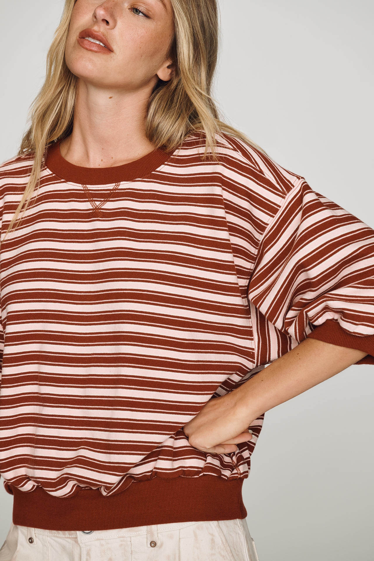 Pilcro Niki Cotton Bubble Sweatshirt