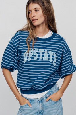 Pilcro Niki 100% Cotton Bubble Sweatshirt In Blue