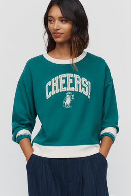 Maeve Cheers! Cotton Blend Graphic Sweatshirt by Anthropologie
