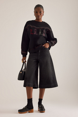 Never Fully Dressed Cowboy Boot Stitched Sweatshirt In Black