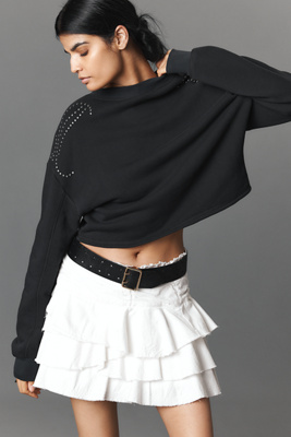 Rag & Bone Vintage Terry Studded Sweatshirt In Black