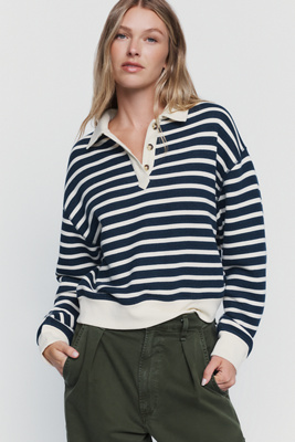 rag & bone Vintage Terry Striped Polo Top by Anthropologie