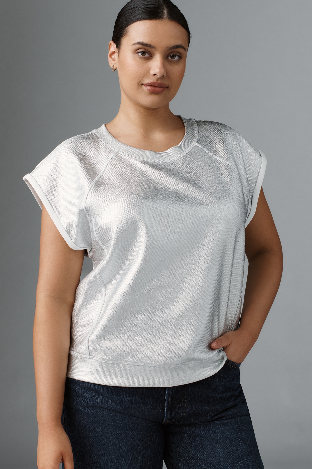Pilcro Shiny Knit Muscle Top
