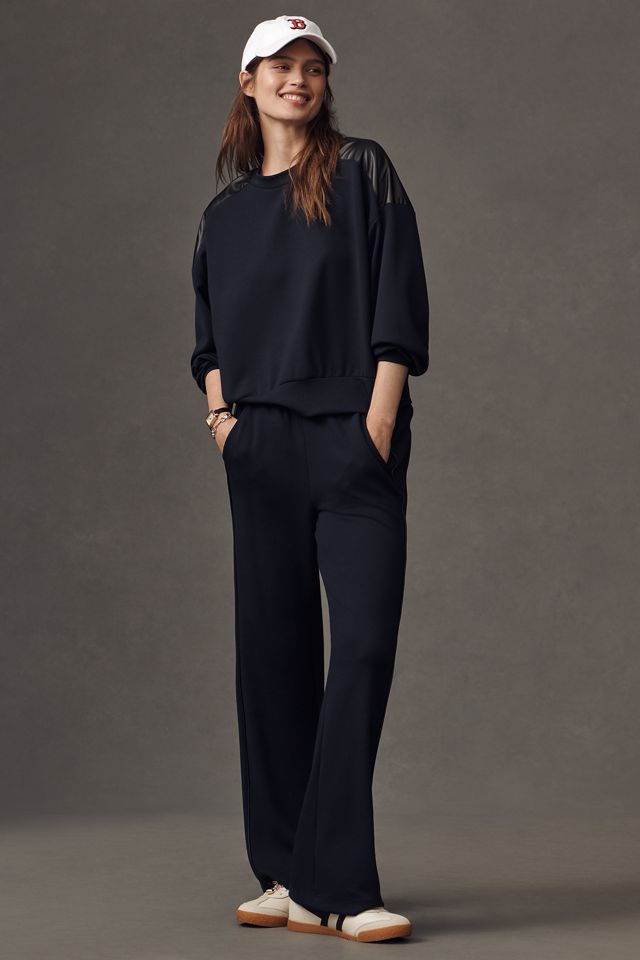 Maeve Faux-Leather Trim Crew-Neck Sweatshirt #2