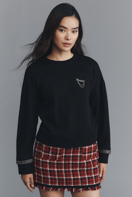 Maeve Brooch Embellished Sweatshirt In Black