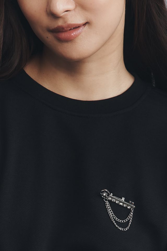 Maeve Brooch Embellished Sweatshirt #1
