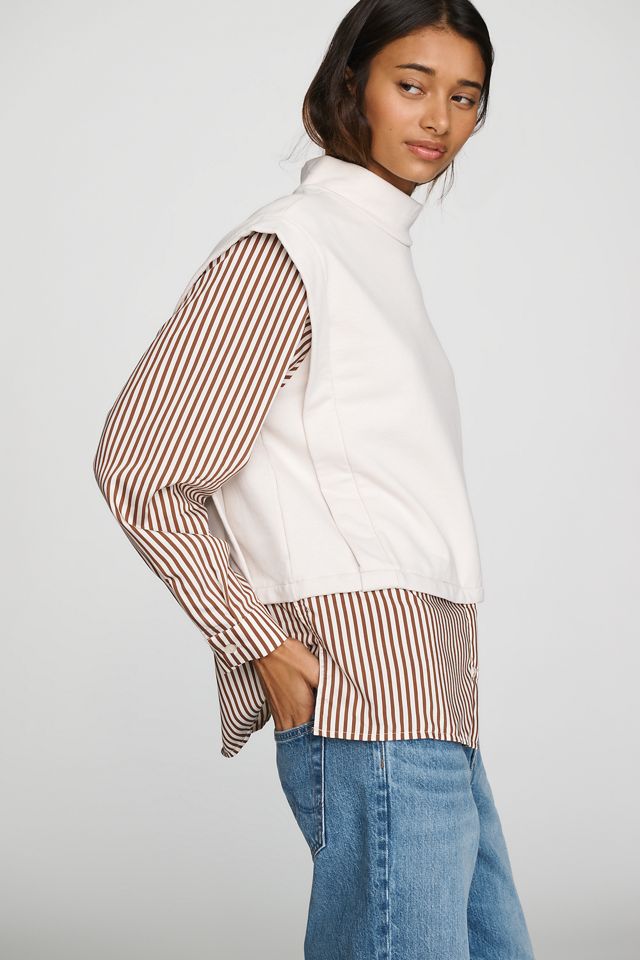 Maeve Mock Neck Muscle Twofer Top #1