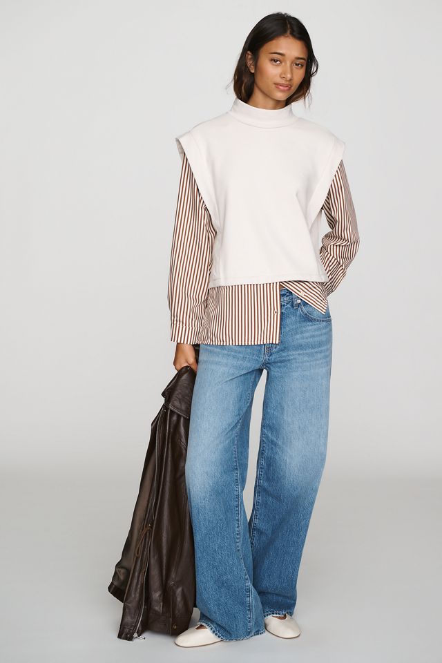 Maeve Mock Neck Muscle Twofer Top #2