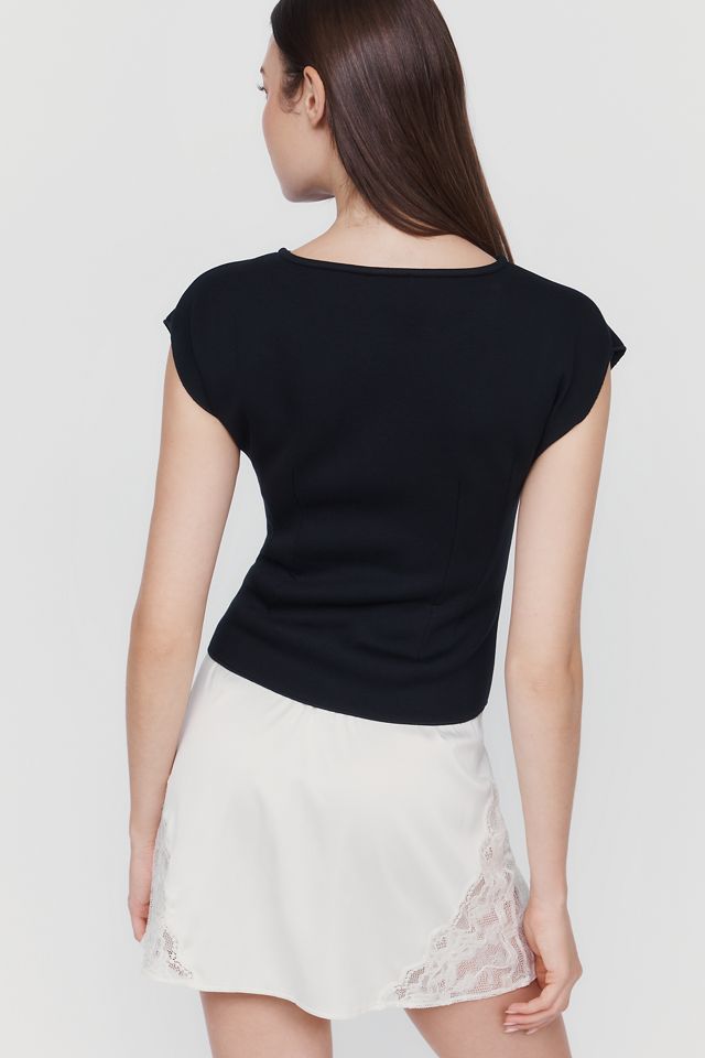 Maeve Scuba Short Sleeve Peplum Top #1