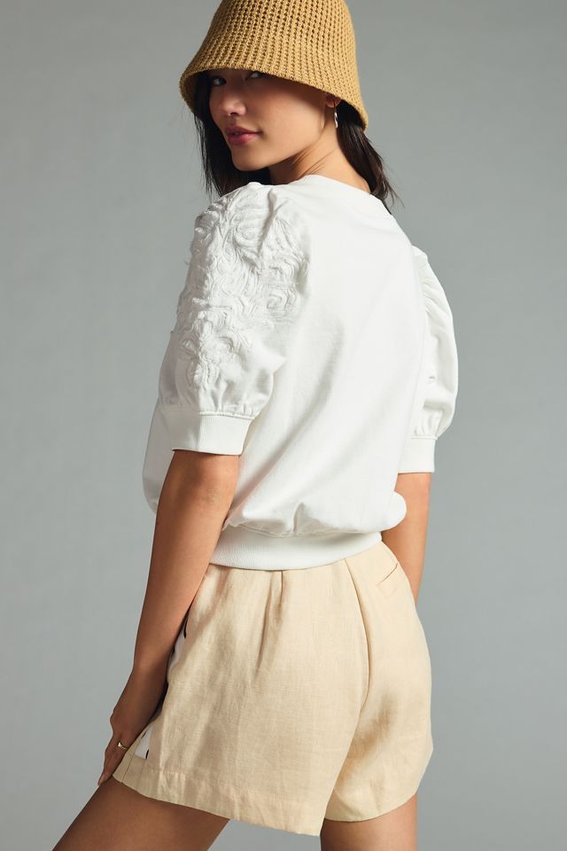 By Anthropologie Embroidered Puff-Sleeve Sweatshirt #1