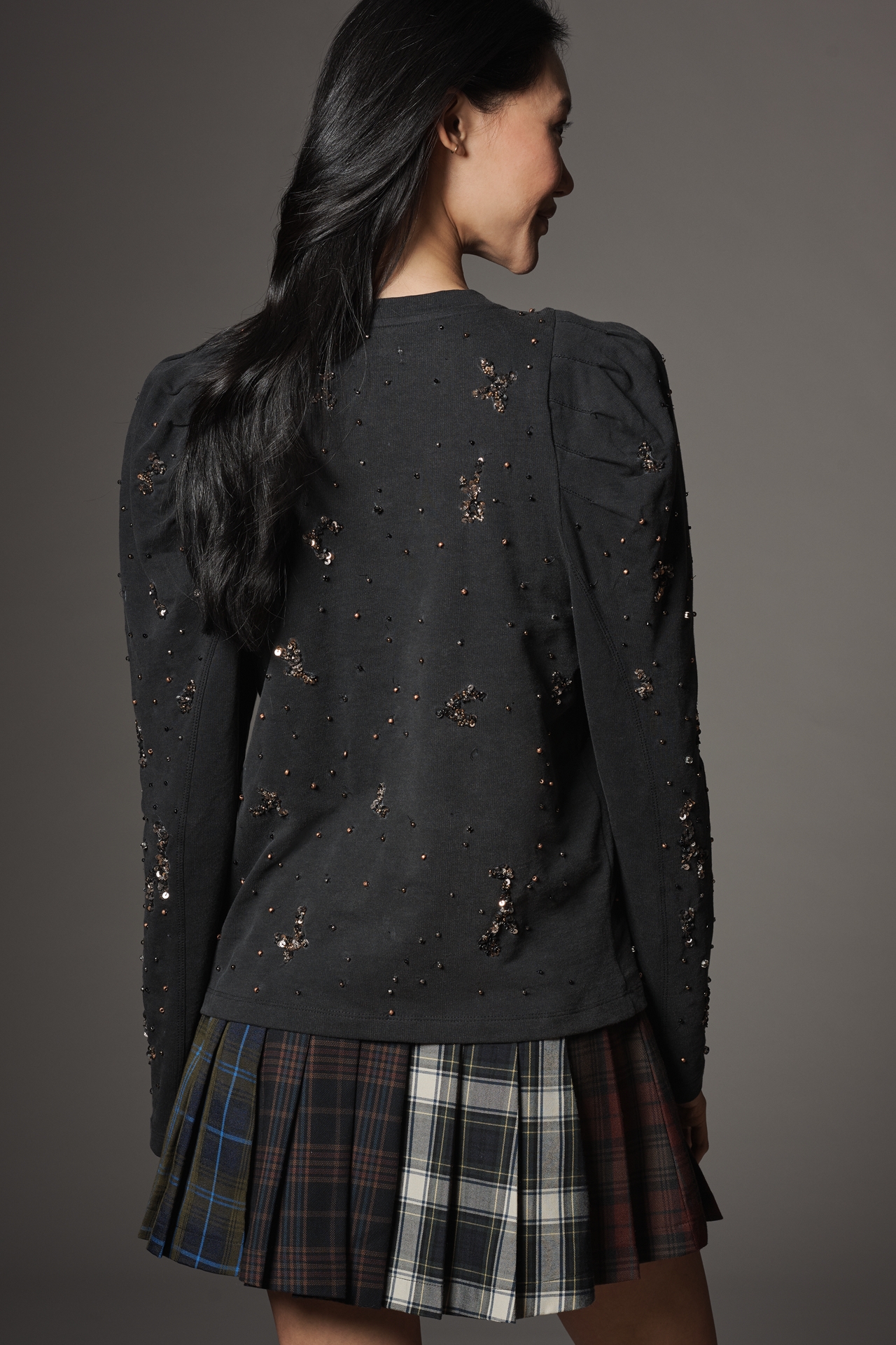 Pilcro Puff-Sleeve Embellished Top