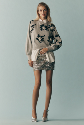 Ollari Deco Floral Embellished Pullover product page