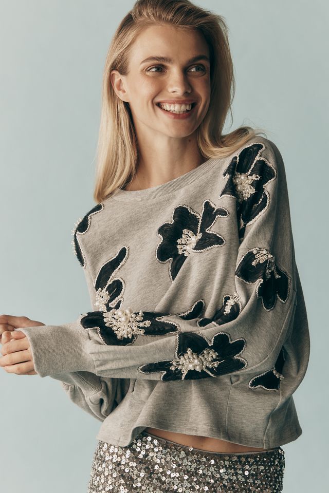 Ollari Deco Floral Embellished Pullover #1