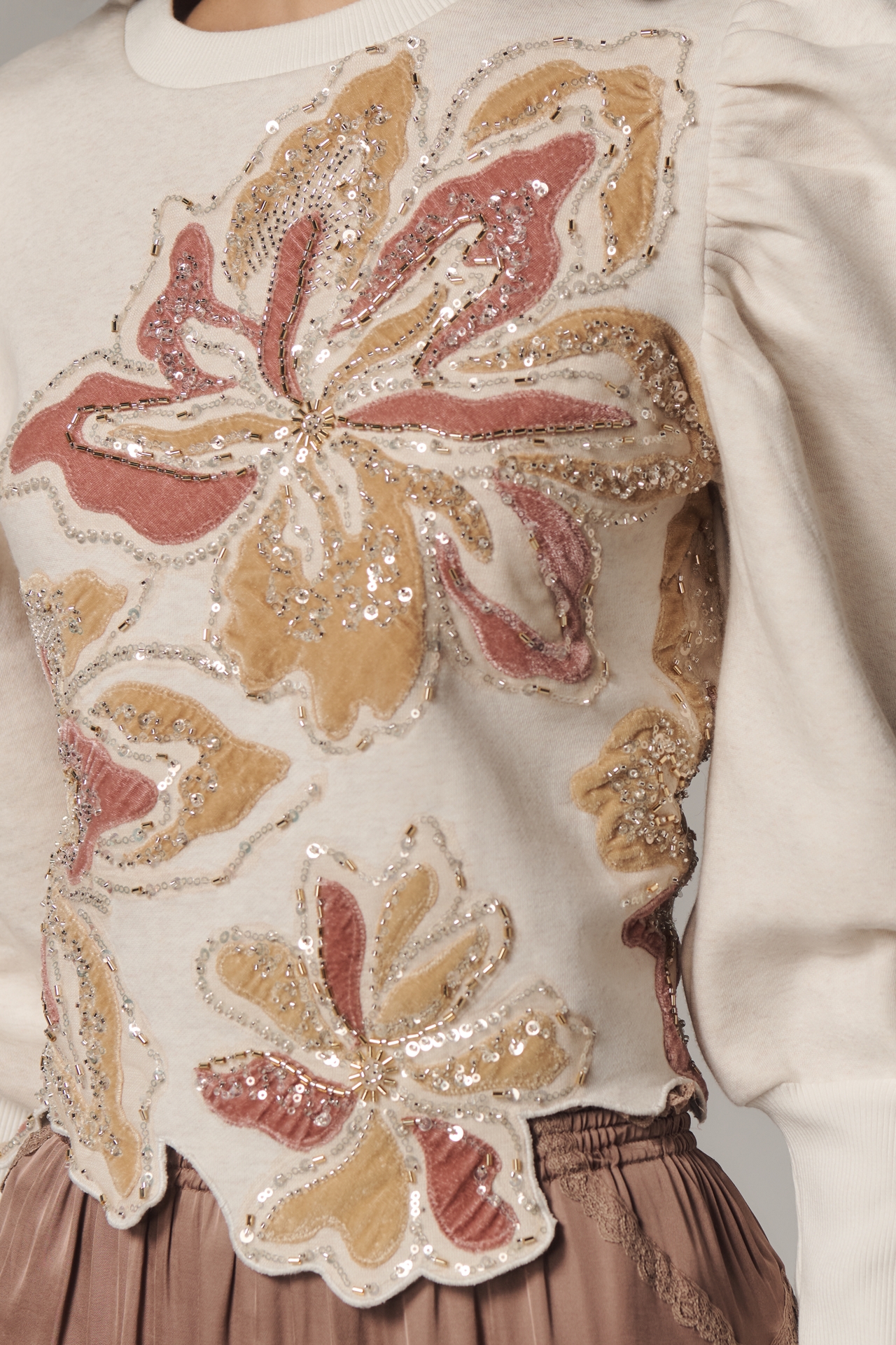 Ollari Deco Puff-Sleeve Sweater