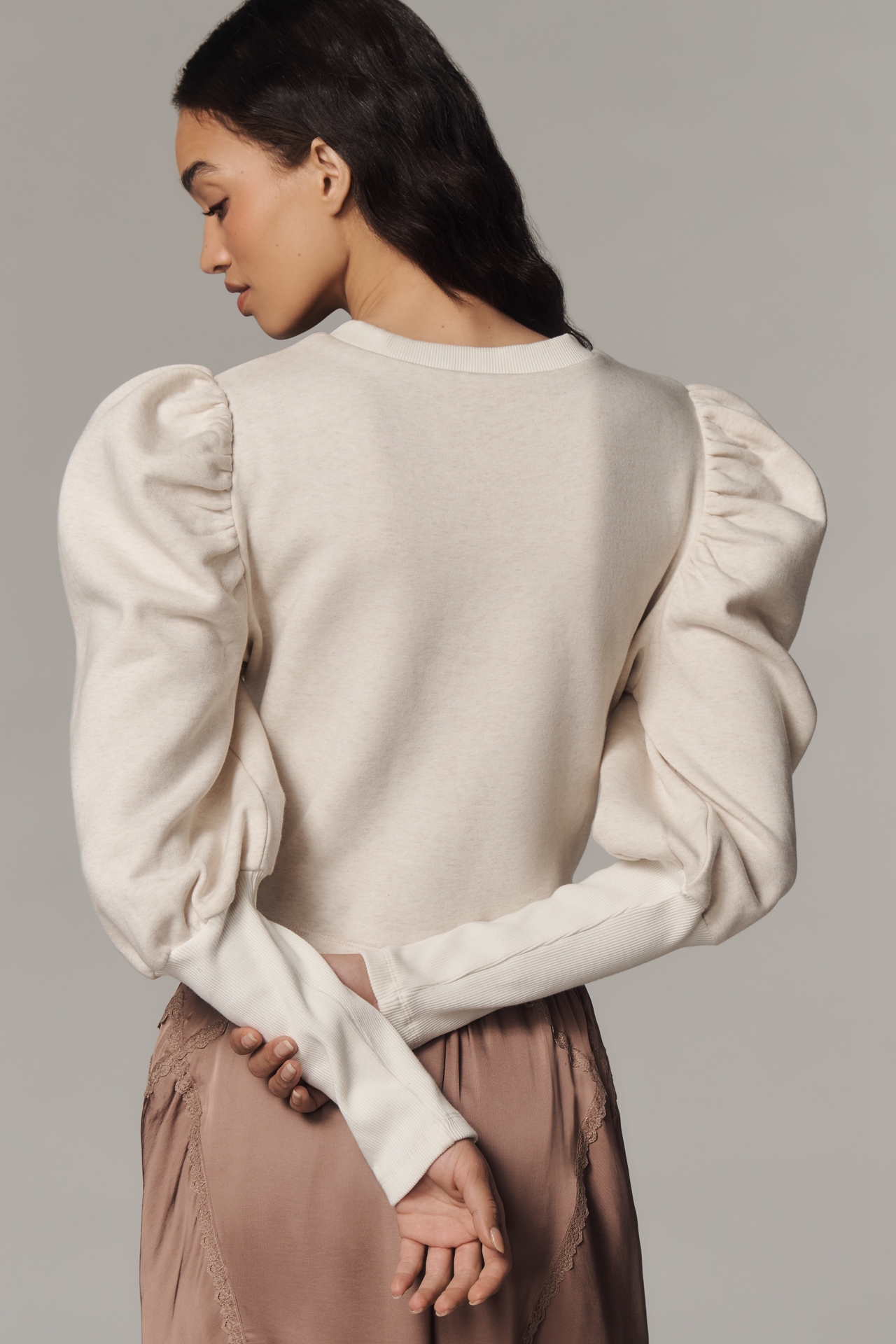 Ollari Deco Puff-Sleeve Sweater