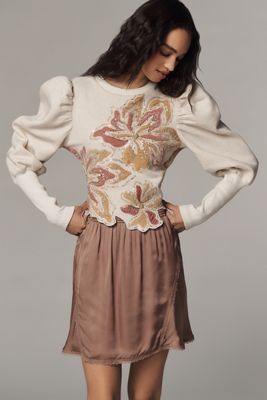 Ollari Deco Puff-Sleeve Sweater