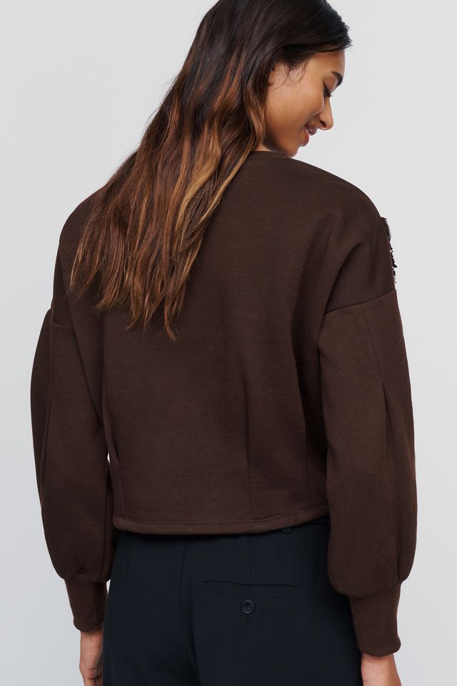 Ollari Cotton Blend Embellished Crewneck Sweatshirt #1