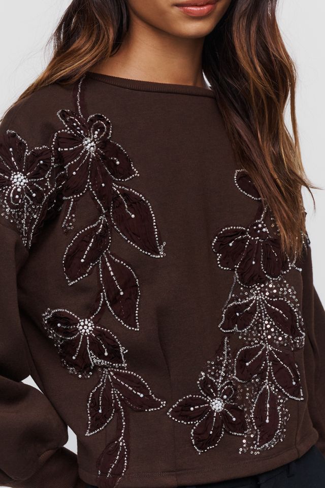 Ollari Cotton Blend Embellished Crewneck Sweatshirt #2