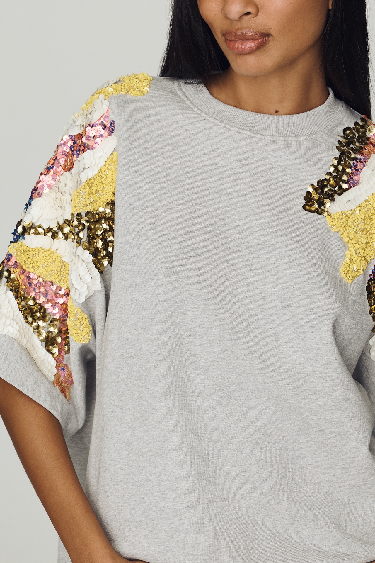 Essentiel Antwerp Jadda Embellished Short Sleeve Sweatshirt