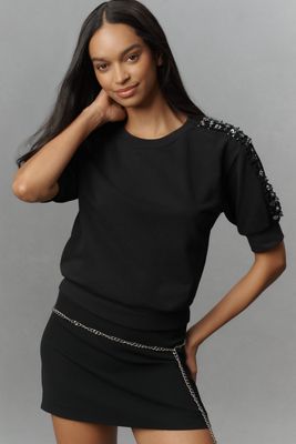 Maeve Decorated Shoulder Sweatshirt