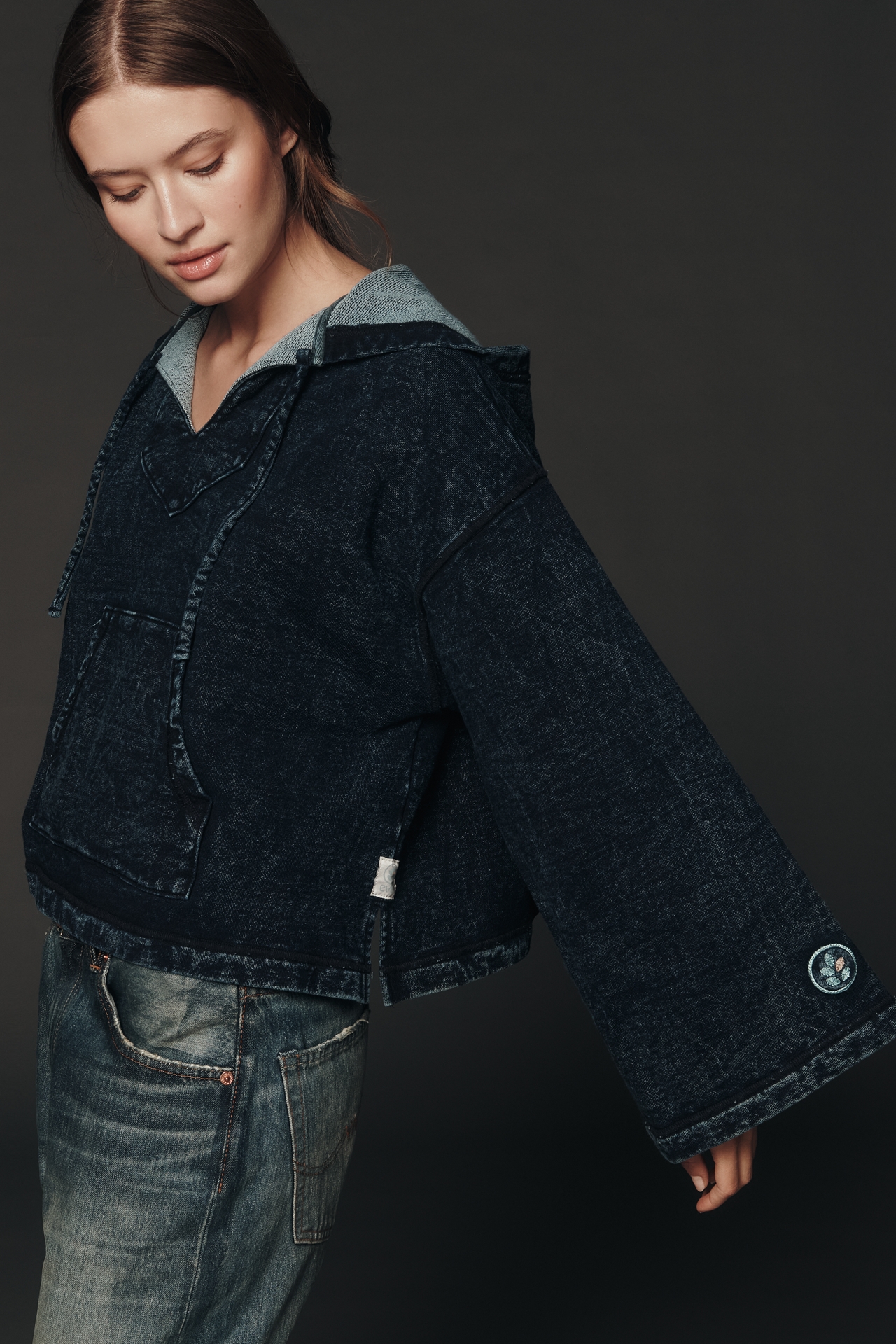 Ever LA Indigo French Terry Hooded Sweatshirt