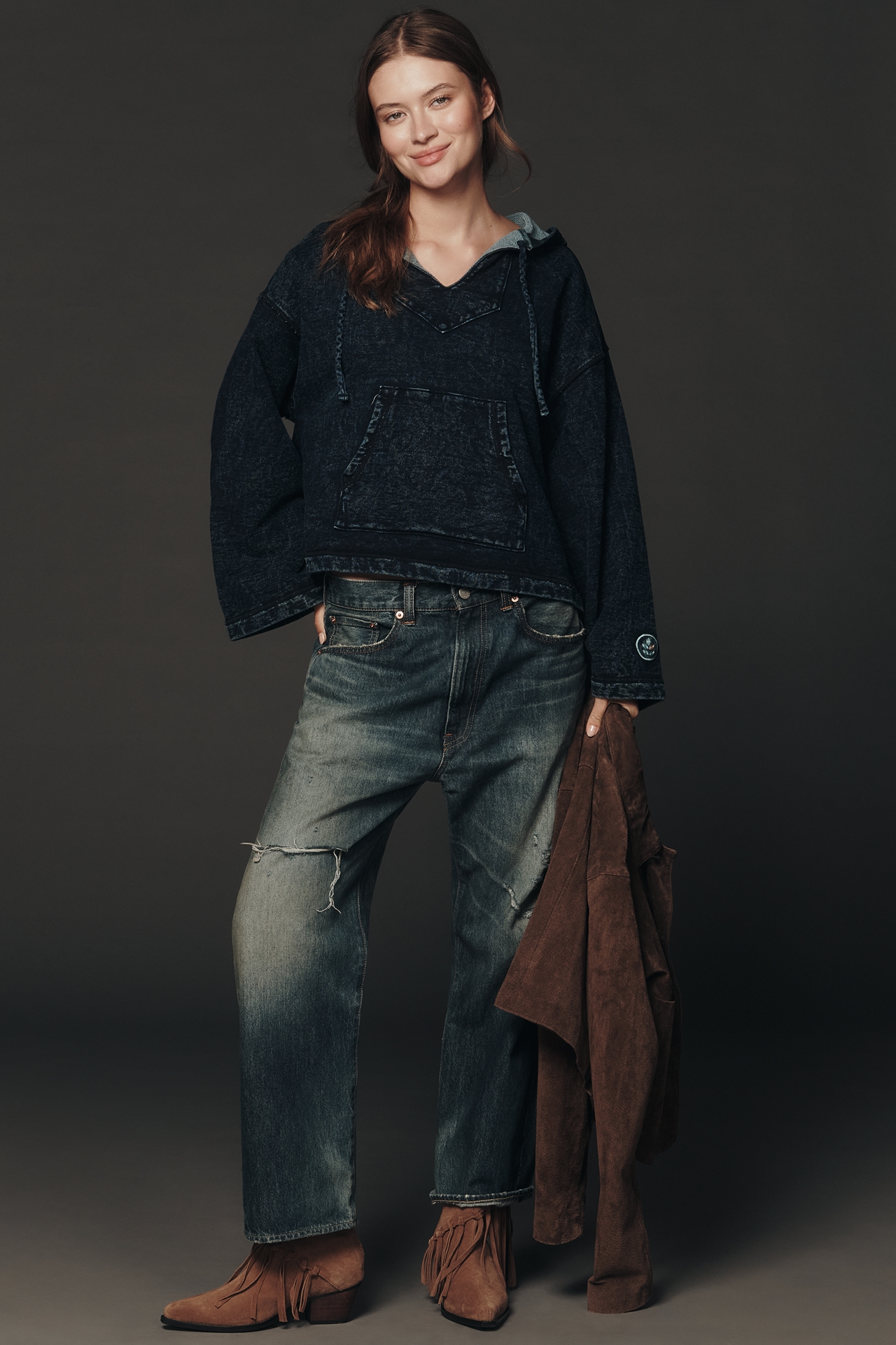 Ever LA Indigo French Terry Hooded Sweatshirt