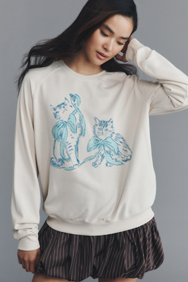 Maeve Animal Friends Crew-neck Sweatshirt In Blue