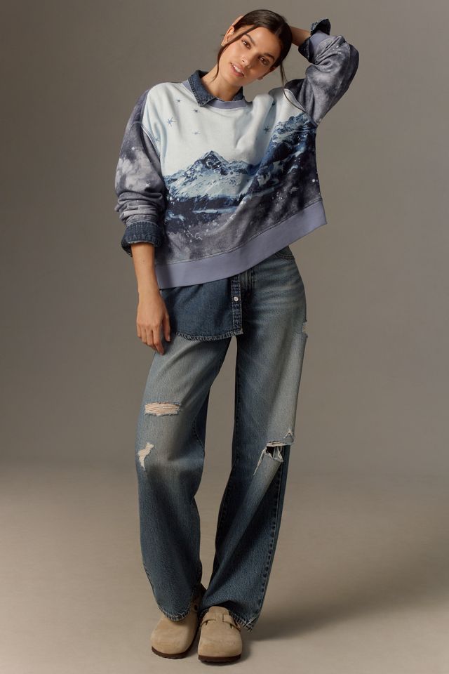 Pilcro Scenic Mountain Crew Neck Sweatshirt #3