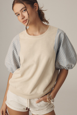 Woven Puff-Sleeve Top