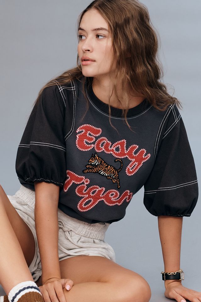 Pilcro Short-Sleeve Easy Tiger Graphic Sweatshirt #3