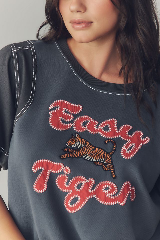 Pilcro Short-Sleeve Easy Tiger Graphic Sweatshirt #5