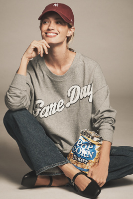Maeve Game Day Crew-neck Sweatshirt In Gray