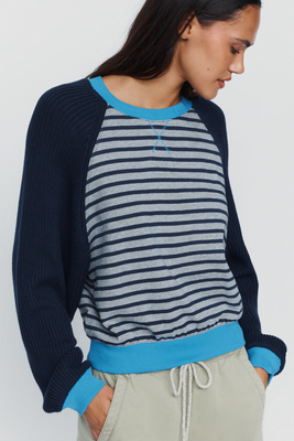 Pilcro Niki Long Sleeve Bubble Sweatshirt In Blue