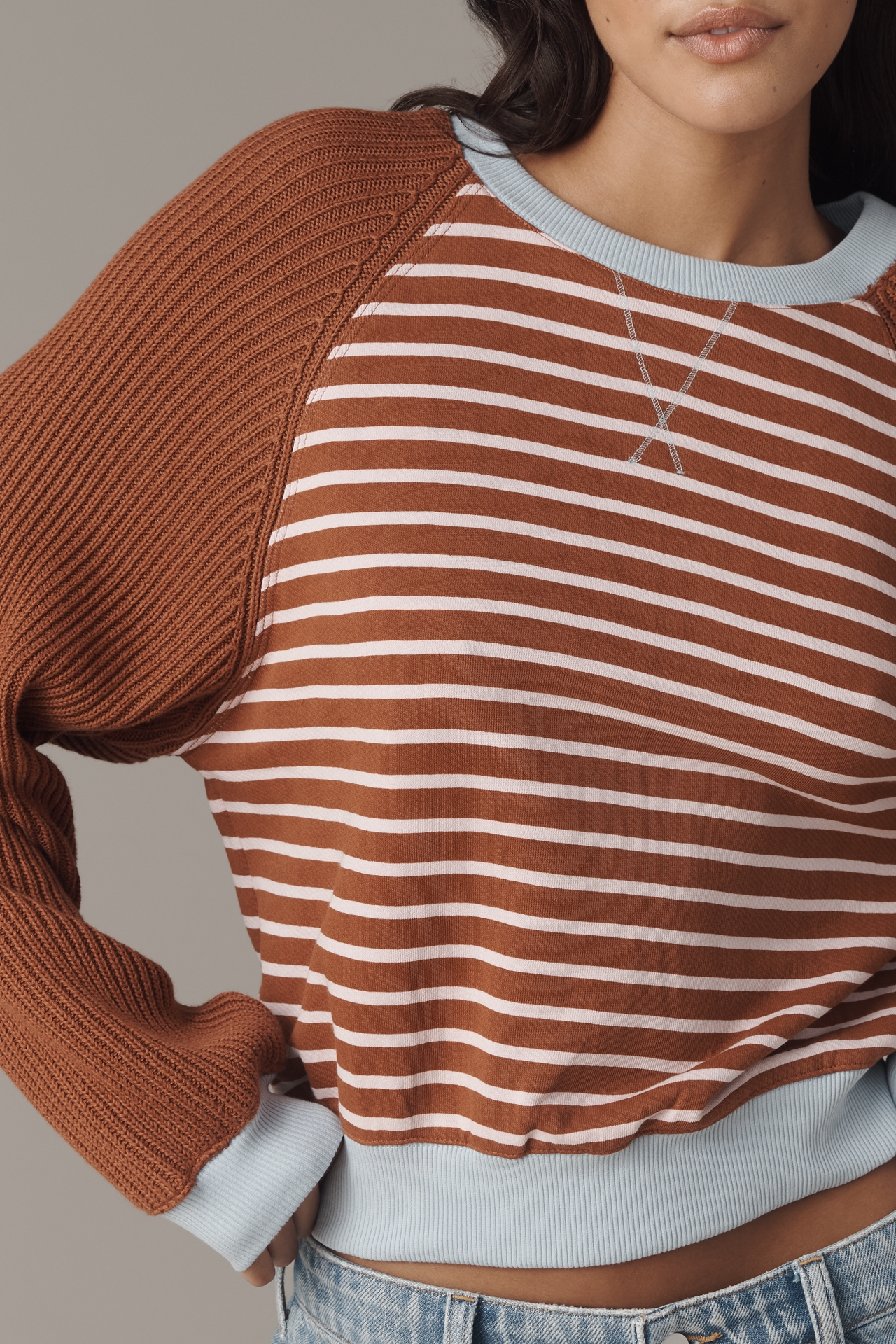 The Niki Knit-Sleeve Bubble Sweatshirt