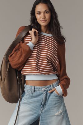 The Niki Knit-Sleeve Bubble Sweatshirt