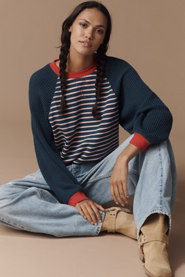 Pilcro The Niki Knit-sleeve Bubble Sweatshirt In Multi