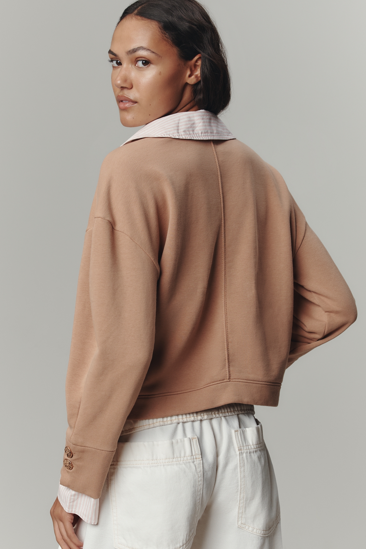 By Anthropologie Embroidered Layered Twofer Pullover