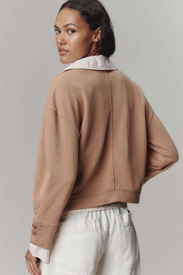 By Anthropologie Embroidered Layered Twofer Pullover #1