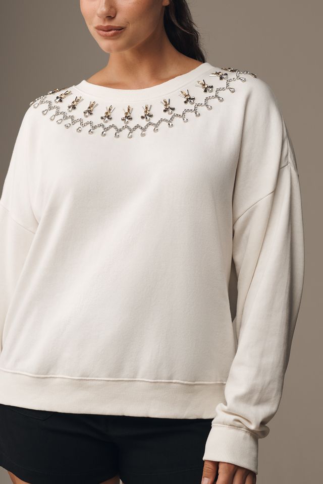 Maeve Short-Sleeve Embellished Sweatshirt #5