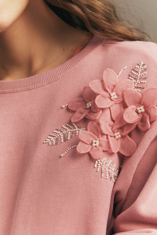 By Anthropologie Crew-Neck Embellished Sweatshirt #2