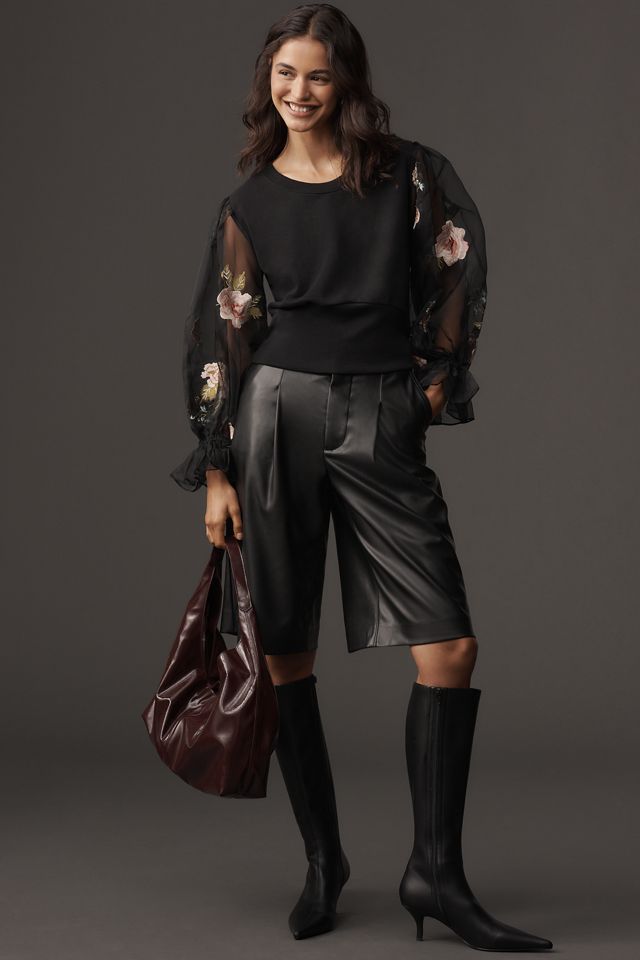 By Anthropologie Embroidered Floral Sheer Long-Sleeve Top #2