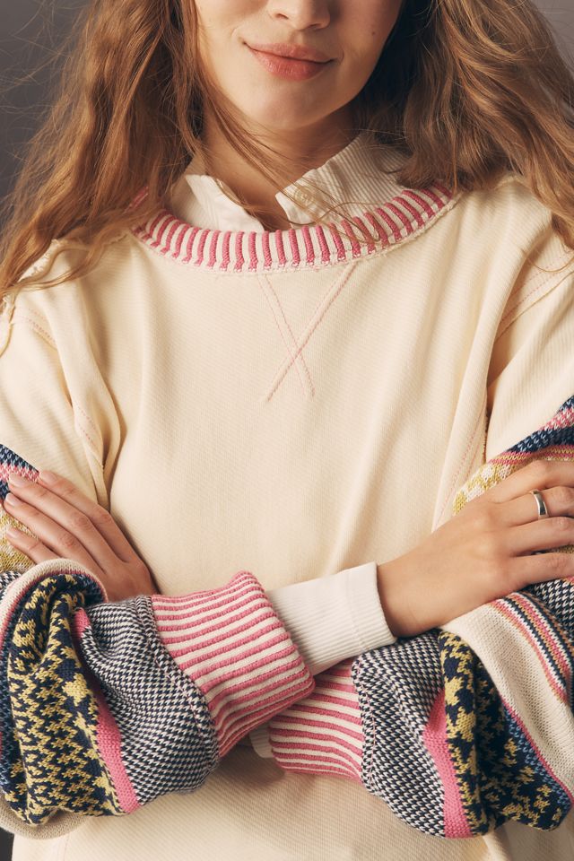 Pilcro Fairisle-Sleeve Sweatshirt #2