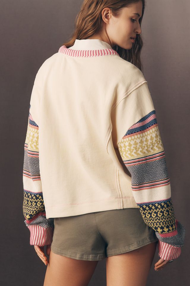 Pilcro Fairisle-Sleeve Sweatshirt #4