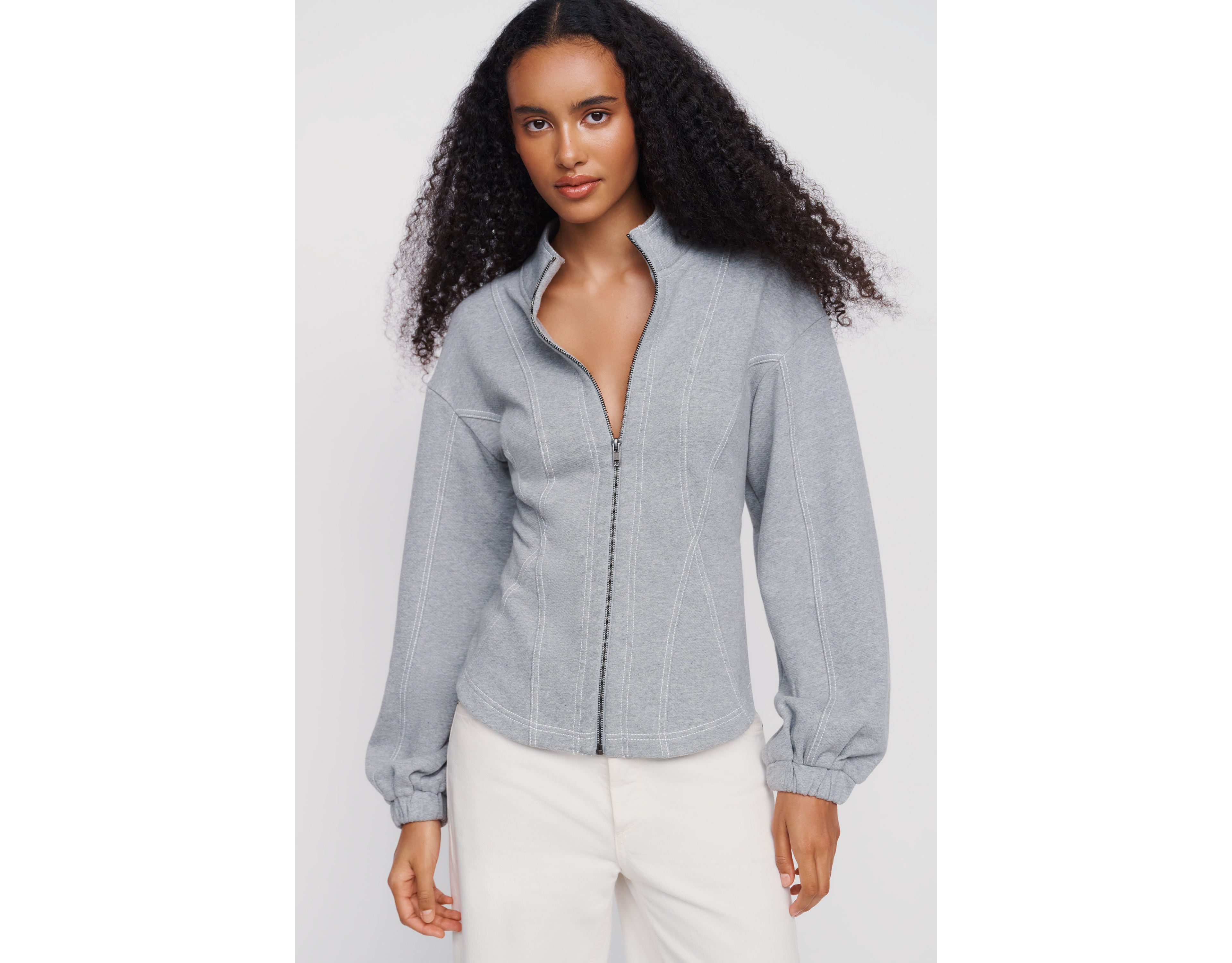 Pilcro 100% Cotton Seamed Zip-Up Jacket